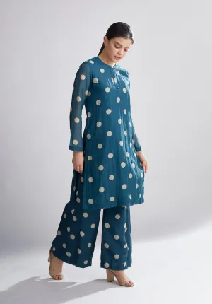 Koai   I   Teal And Cream Polka Dot Pants