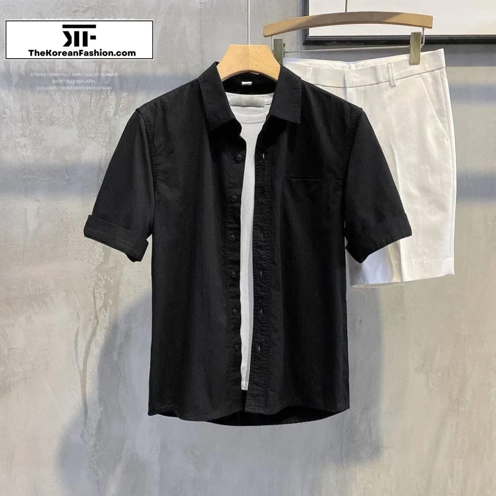 Lapel Slim-fit Spring Long-sleeved Basic Shirt