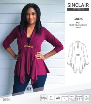 Laura relaxed fit shawl collar cardigan (PDF)