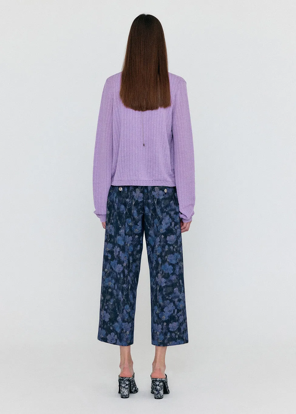 Lavender Stripe Knit Cardigan