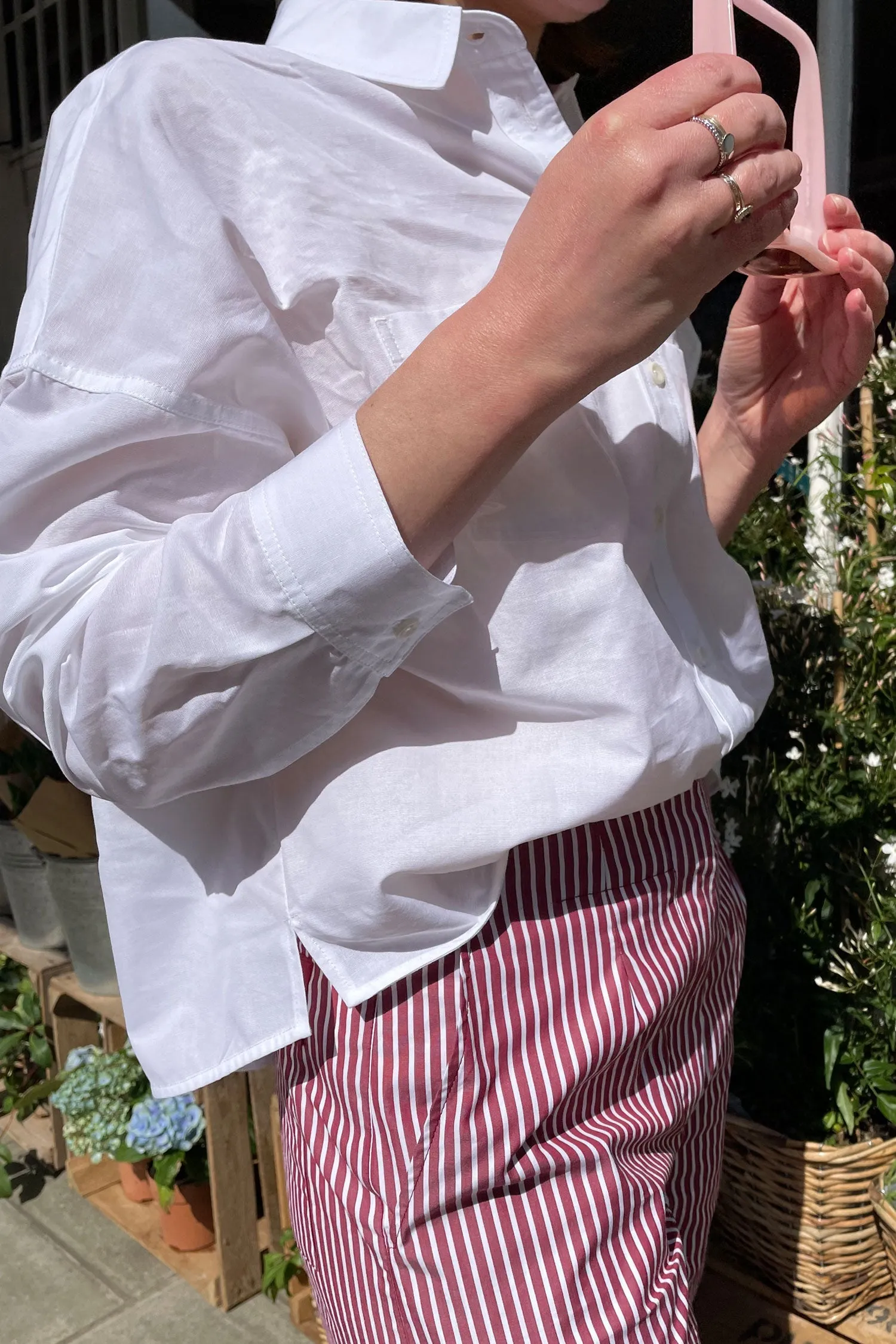 Lela Patch Pocket Shirt, White Recycled Cotton