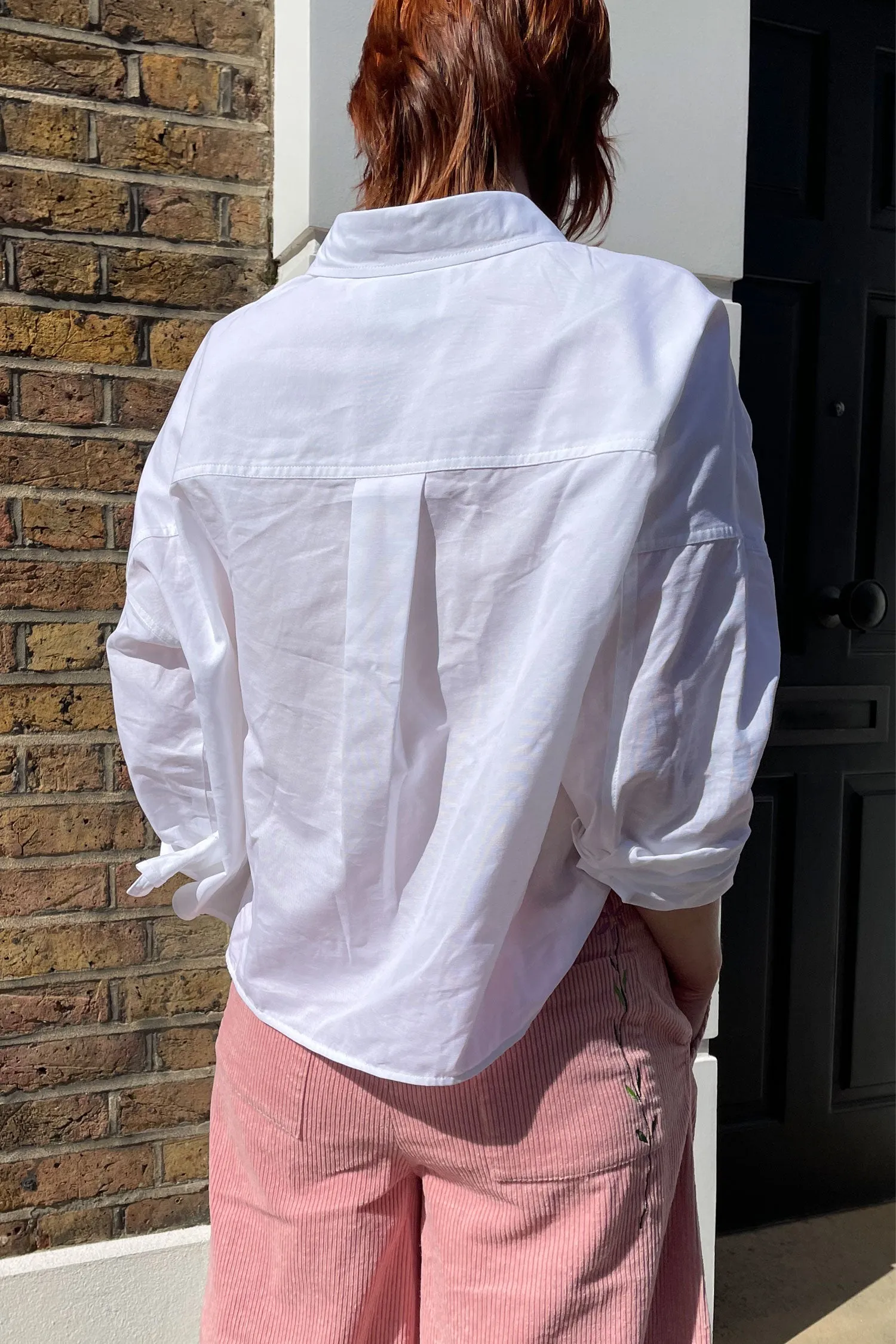 Lela Patch Pocket Shirt, White Recycled Cotton