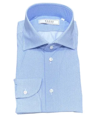 Light Blue Micro Neat Four-Way Stretch Shirt