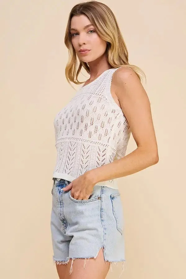 LIGHT POINTELLE SWEATER TANK