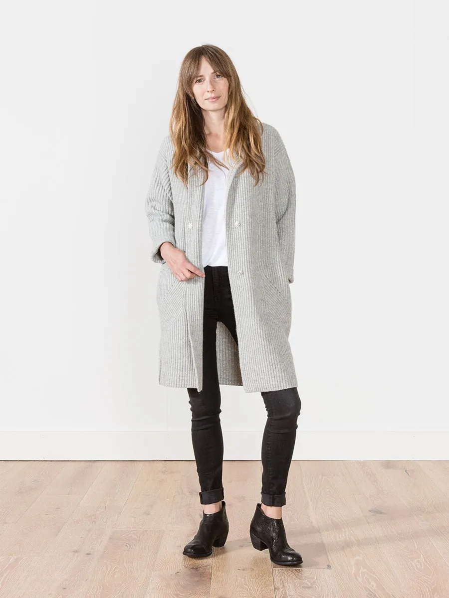 long ribbed cardigan - light grey