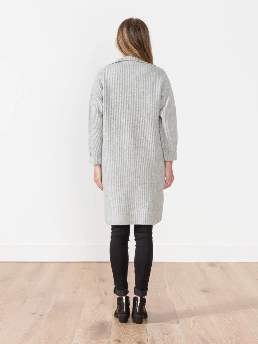 long ribbed cardigan - light grey