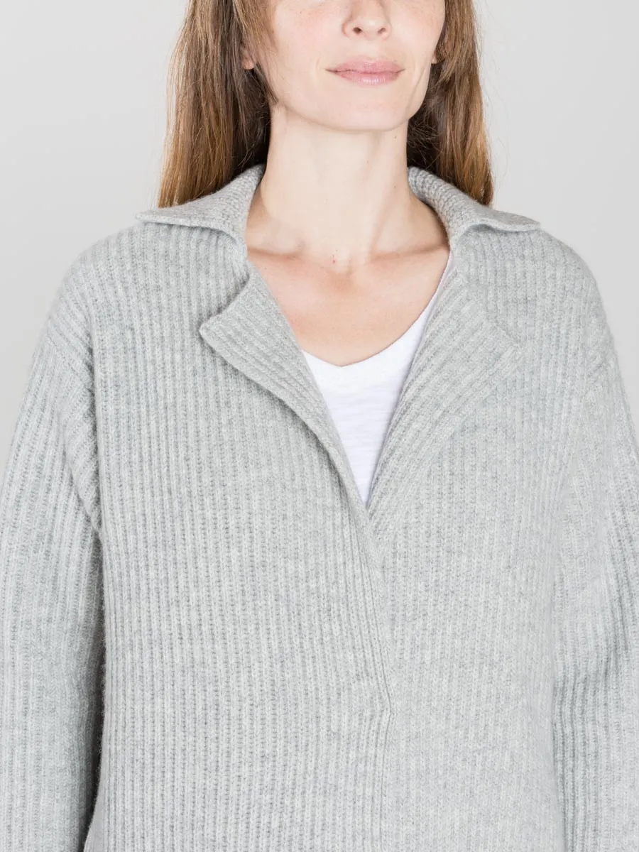 long ribbed cardigan - light grey