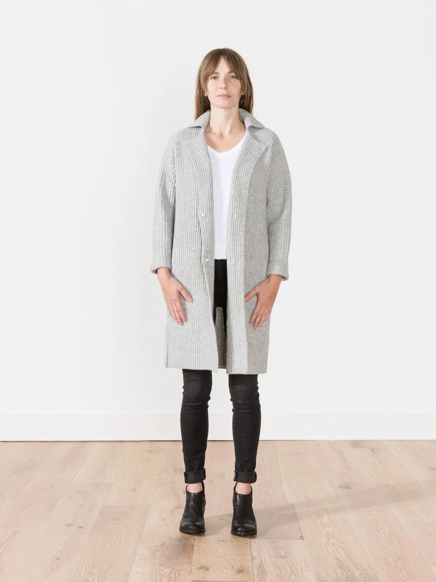long ribbed cardigan - light grey