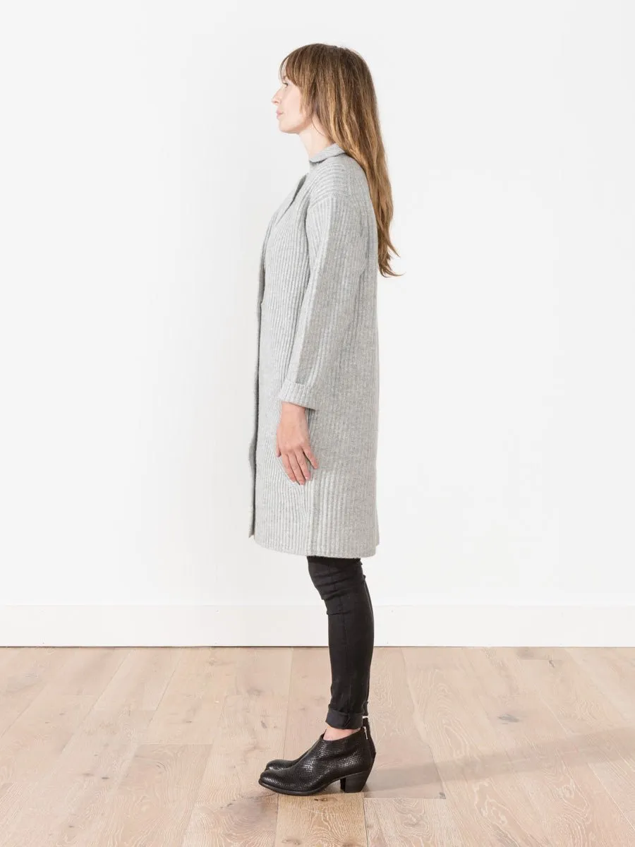 long ribbed cardigan - light grey