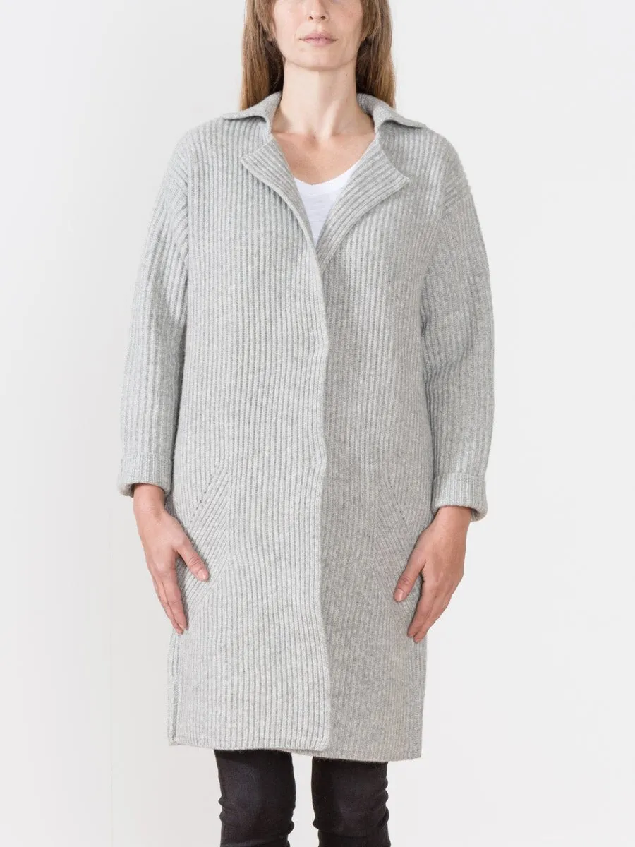 long ribbed cardigan - light grey
