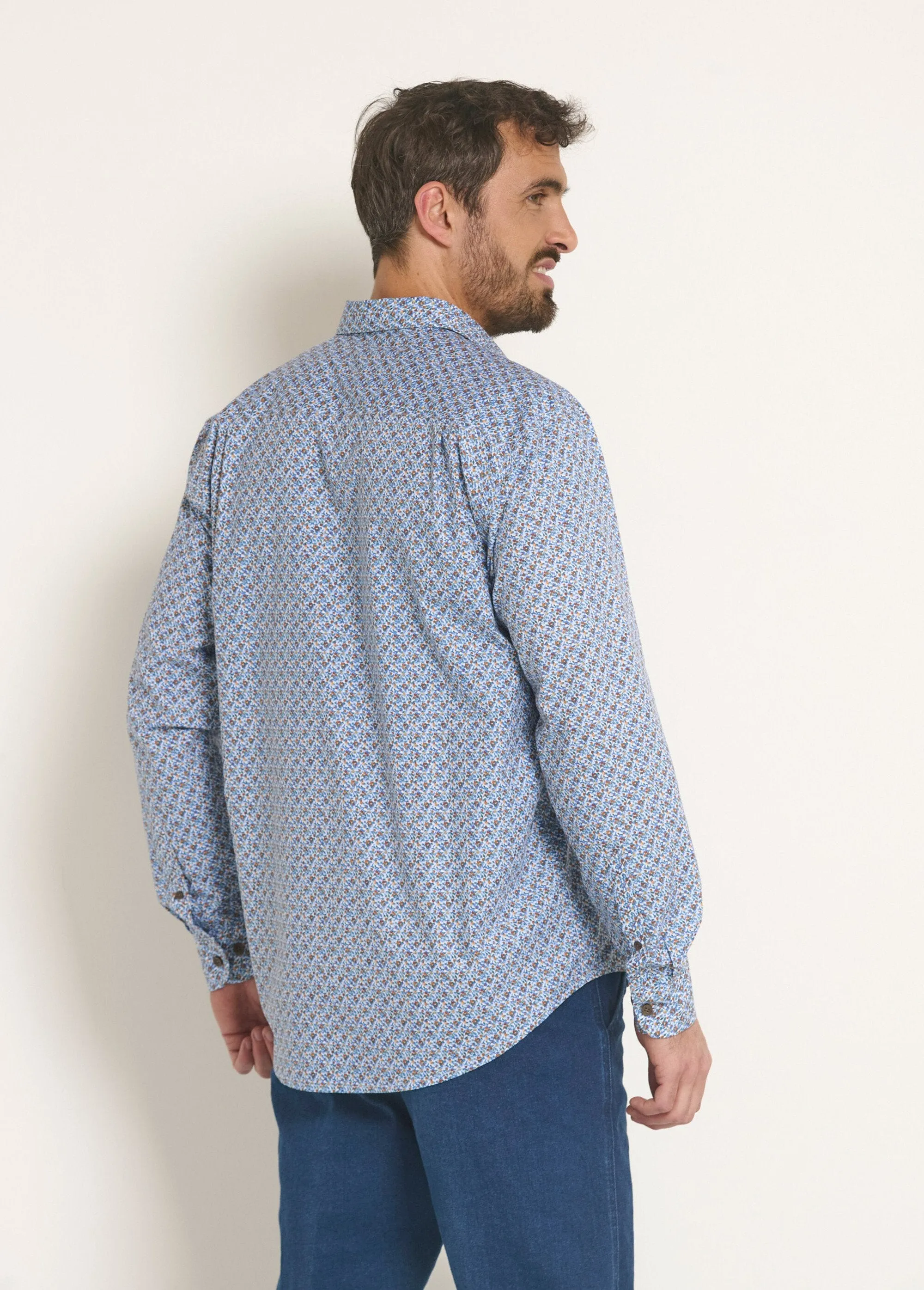 Long sleeve micro pattern cotton shirt