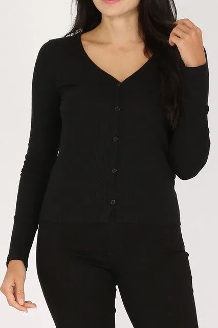 Long Sleeve Ribbed Cardigan – Button-Down Cotton Stretch Fit ZTT2816RC76 $5.50Each