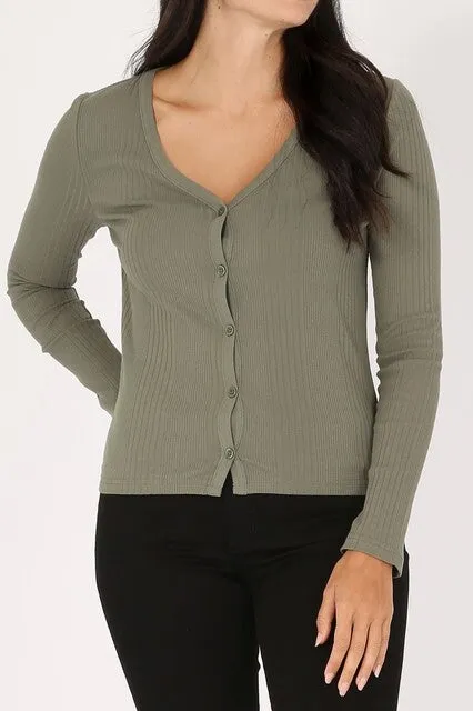 Long Sleeve Ribbed Cardigan – Button-Down Cotton Stretch Fit ZTT2816RC76 $5.50Each