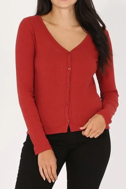 Long Sleeve Ribbed Cardigan – Button-Down Cotton Stretch Fit ZTT2816RC76 $5.50Each