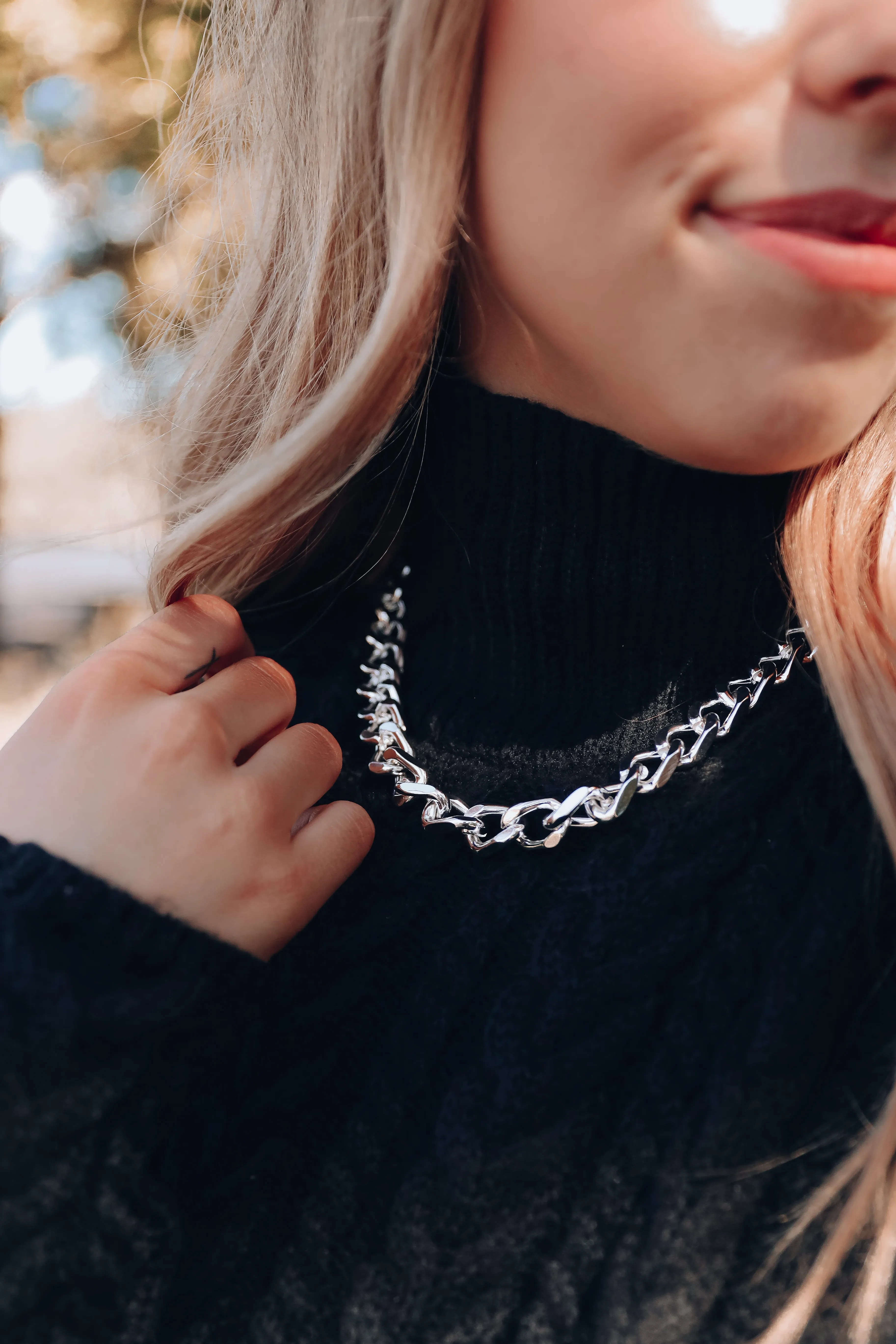 Make A Statement Chain Necklace - Silver