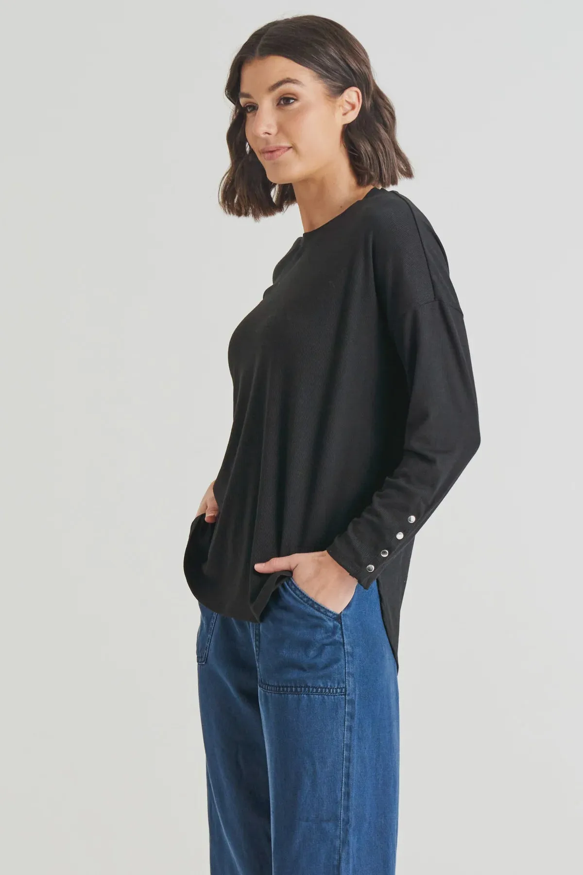 Malika Ribbed Long Sleeve Tee (BB1050)