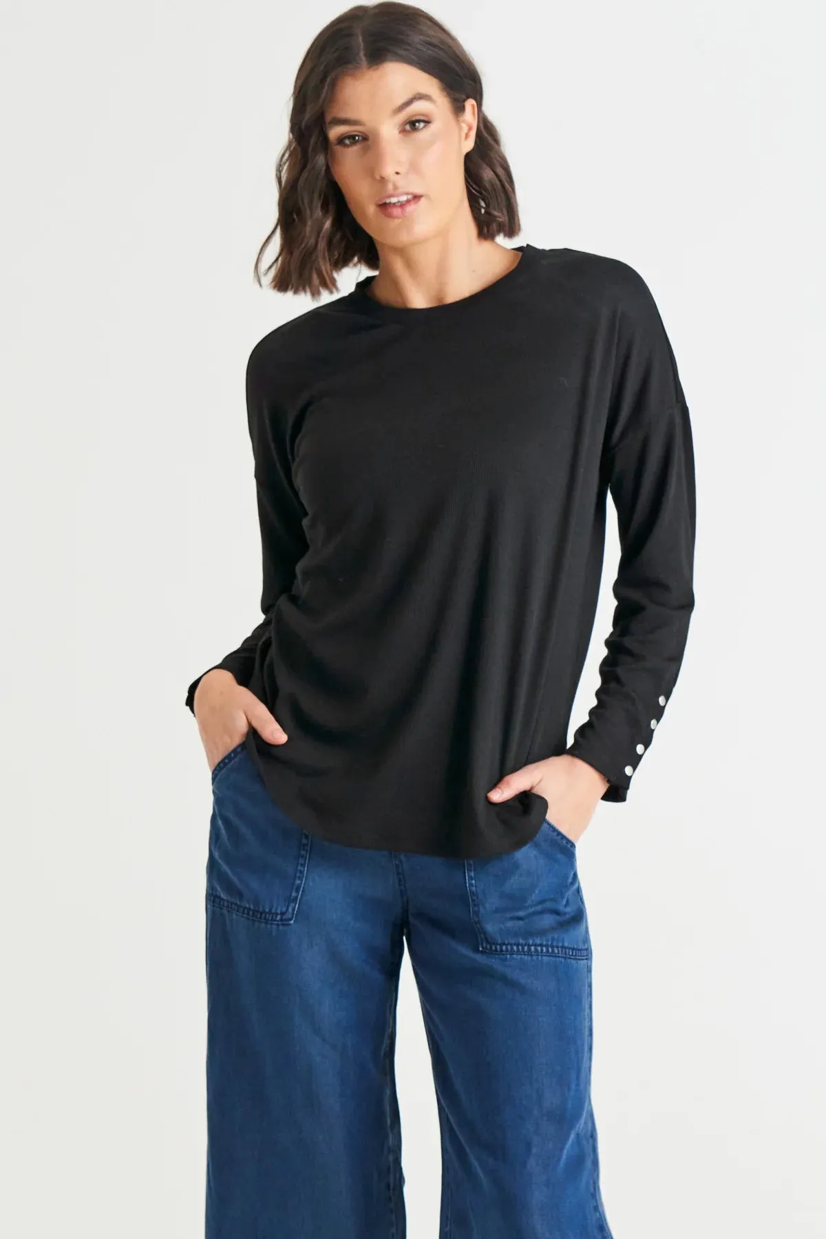 Malika Ribbed Long Sleeve Tee (BB1050)