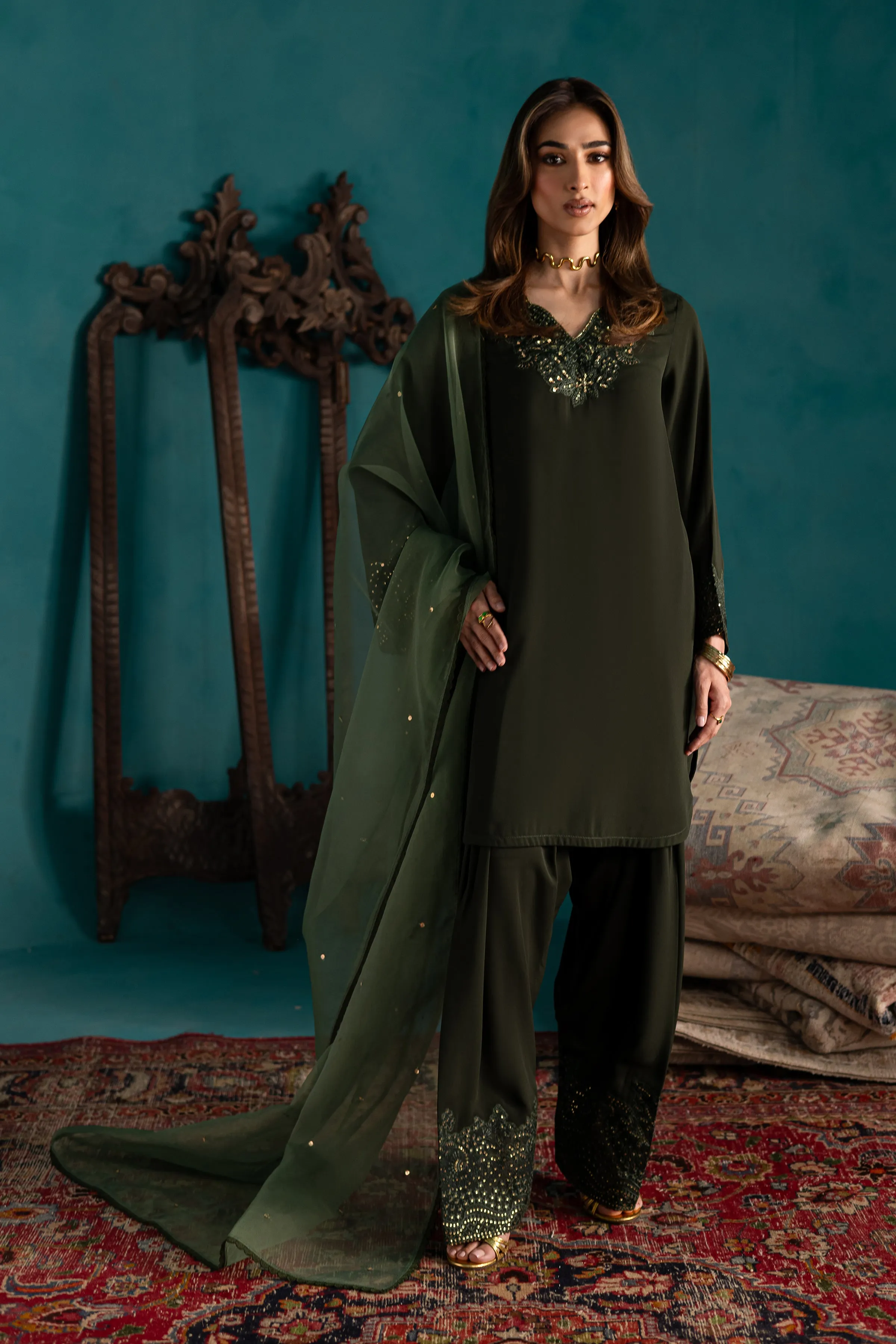 Marble Green 3Pc - Georgette Luxe Pret