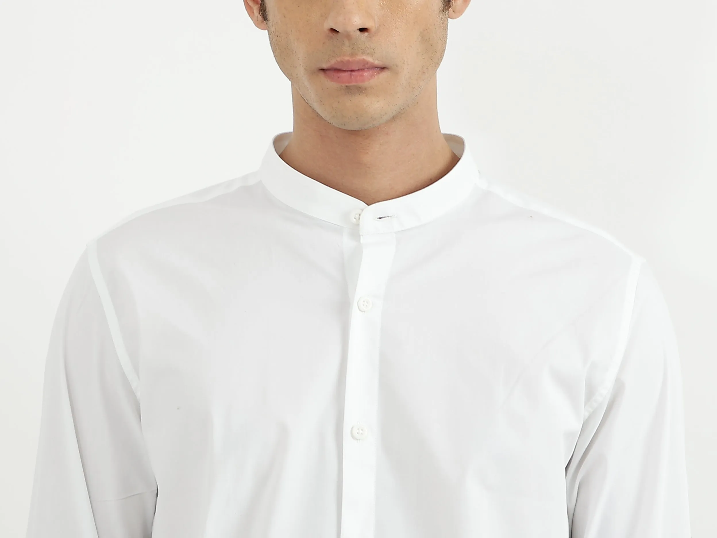 Men Solid Mandarin Collar Shirt