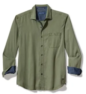 Men's Tommy Bahama |  Ocean Wash Twill Long-Sleeve Shirt | Army Green