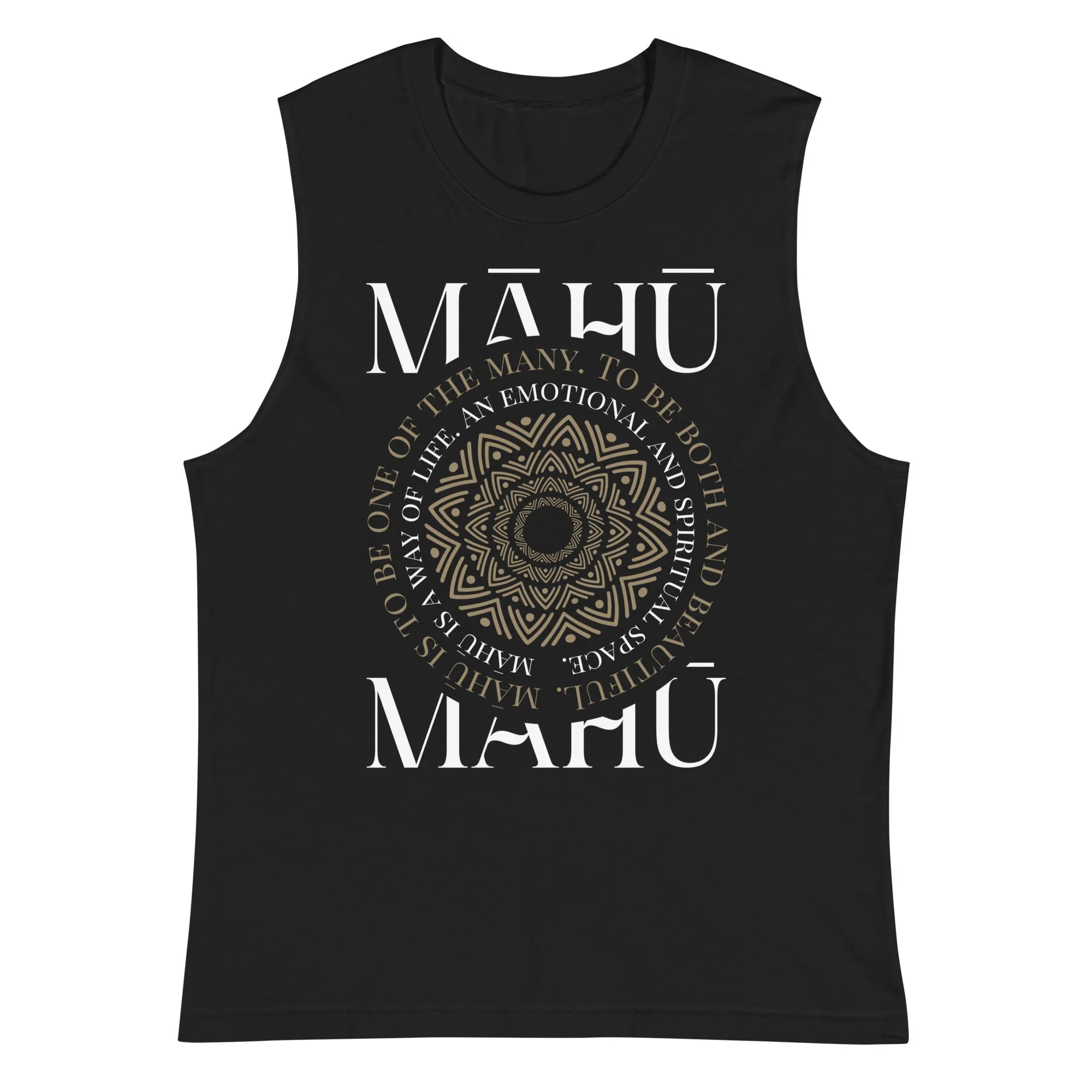 Māhū Pride Hawaiian Culture on Front of Black Relaxed Fit Sleeveless Tank Top