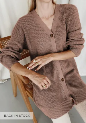 Miann & Co Womens - Ruth V-Neck Cardigan - Café au Lait