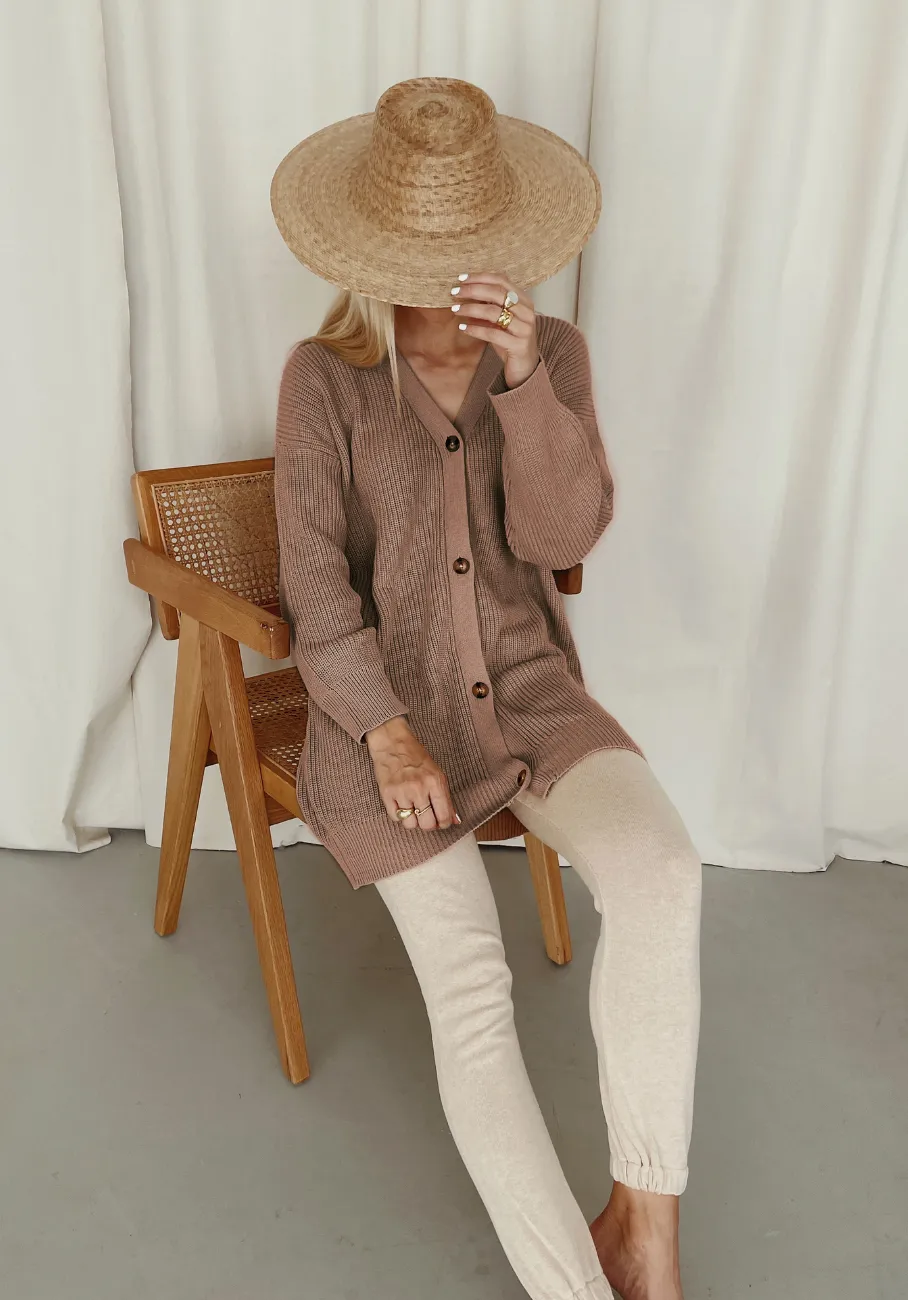 Miann & Co Womens - Ruth V-Neck Cardigan - Café au Lait
