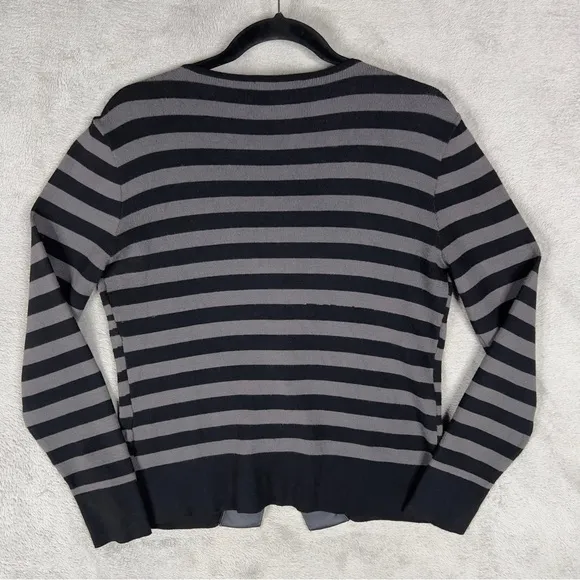 Michael Simon Zebra Print 3 Button Cardigan Sweater Women's M Black Gray Vintage