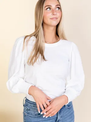 NATION White Loren Smocked Peasant Tee