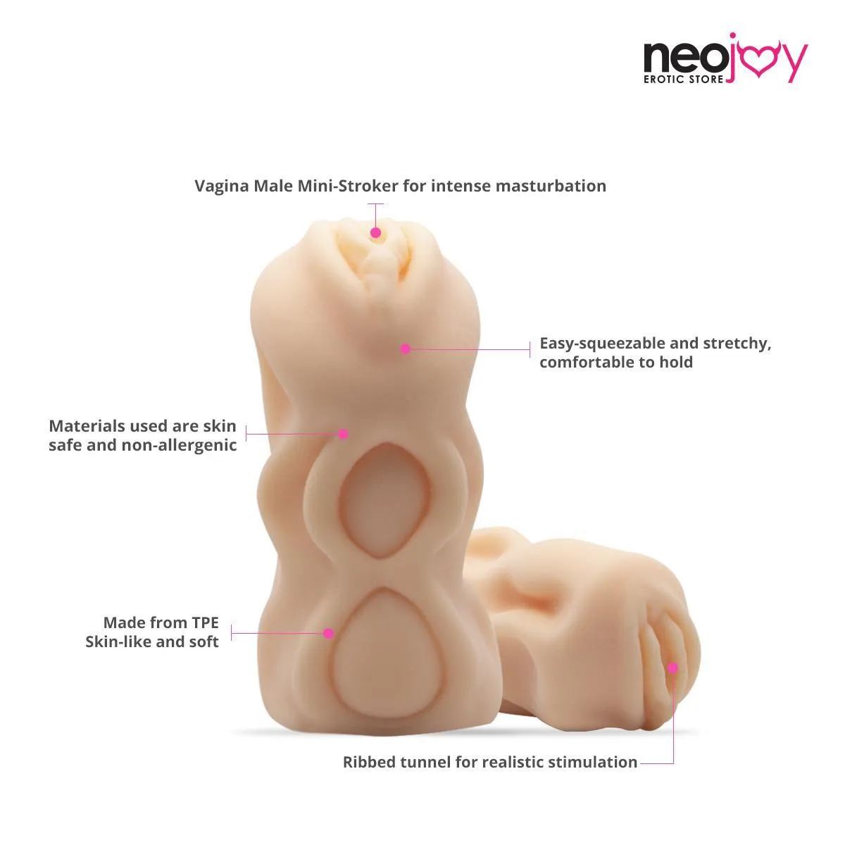 Neojoy Pocket Pussy TPE Realistic Vagina & Ass - Flesh