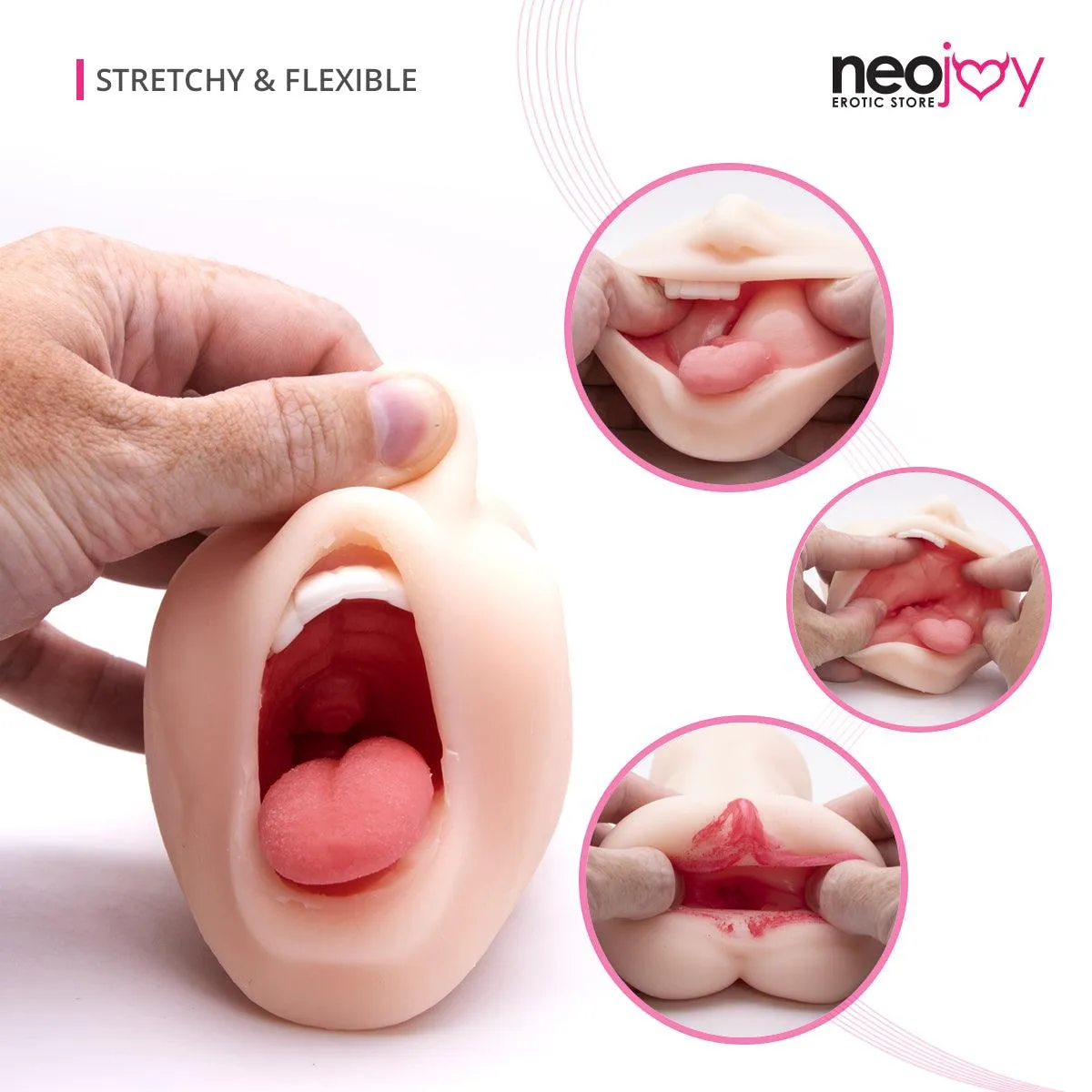 Neojoy Super Real Mouth Shape Stroker Pocket Pussy  - Flesh