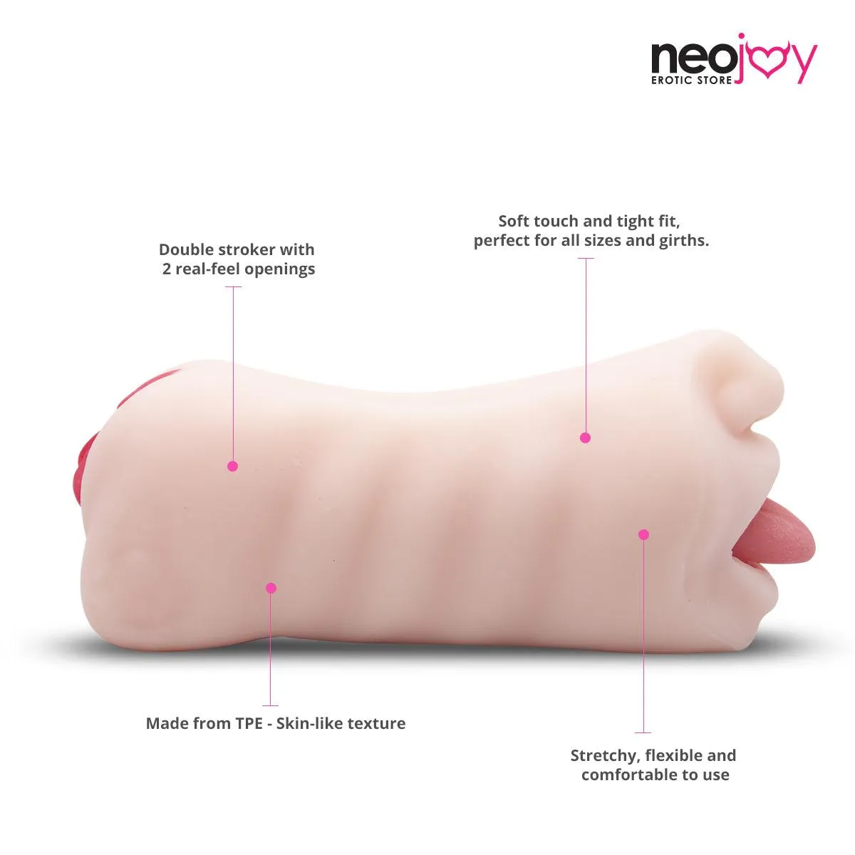 Neojoy Super Real Mouth Shape Stroker Pocket Pussy  - Flesh