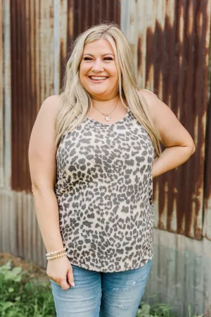 Never Ordinary Leopard Print Tank Top- Light Taupe