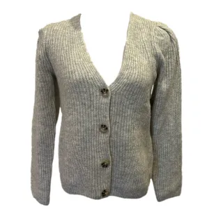 NWT! VINCE CAMUTO Women’s Light Gray Puff Sleeve Button Knit Cardigan Small