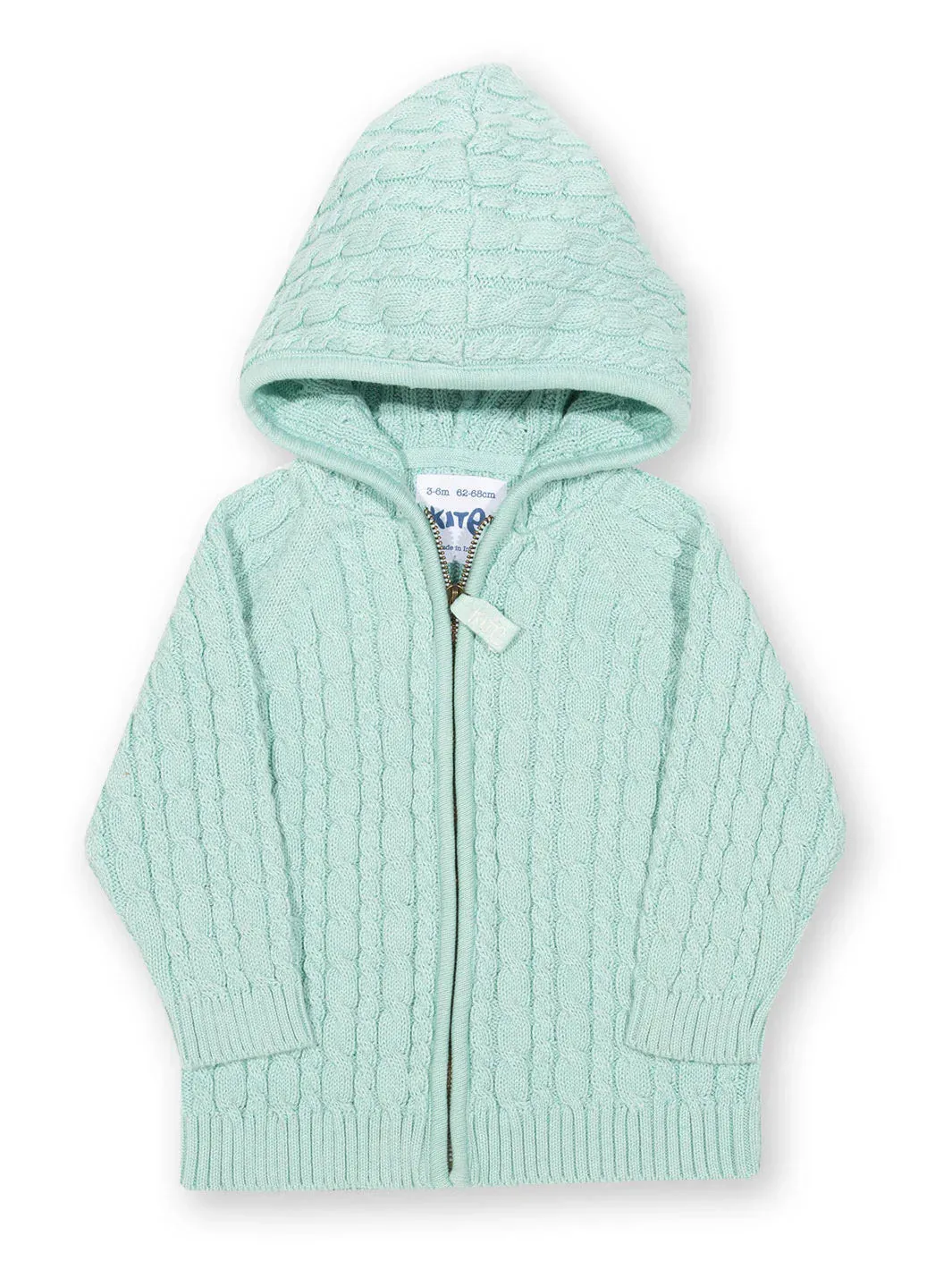 Organic Cotton Zipped Cardigan - Mint