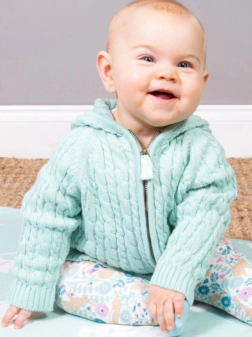 Organic Cotton Zipped Cardigan - Mint