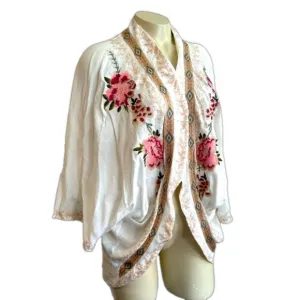 PAPARAZZI Embroidered Floral Open Front light Cardigan L/XL