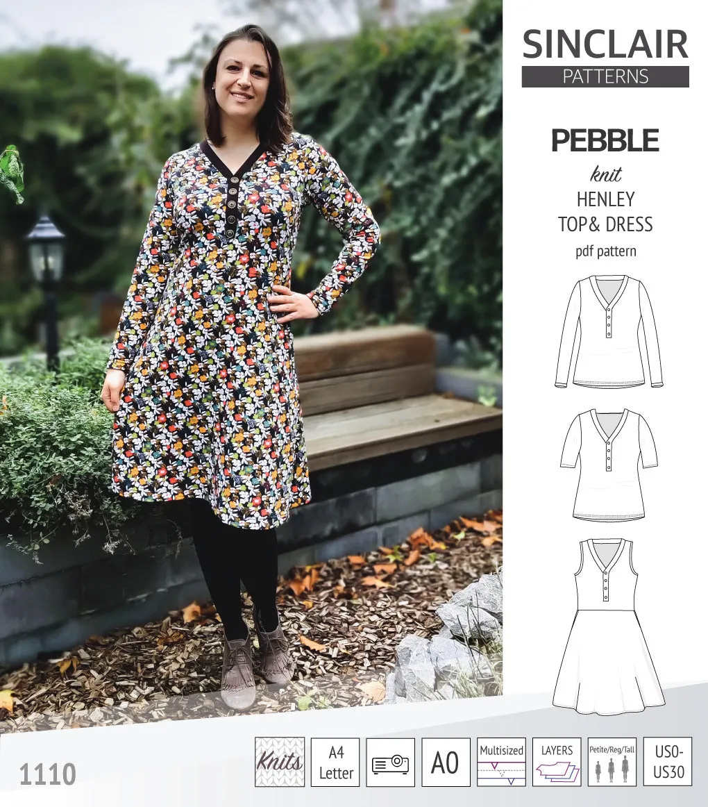 Pebble henley style top and dress (PDF)