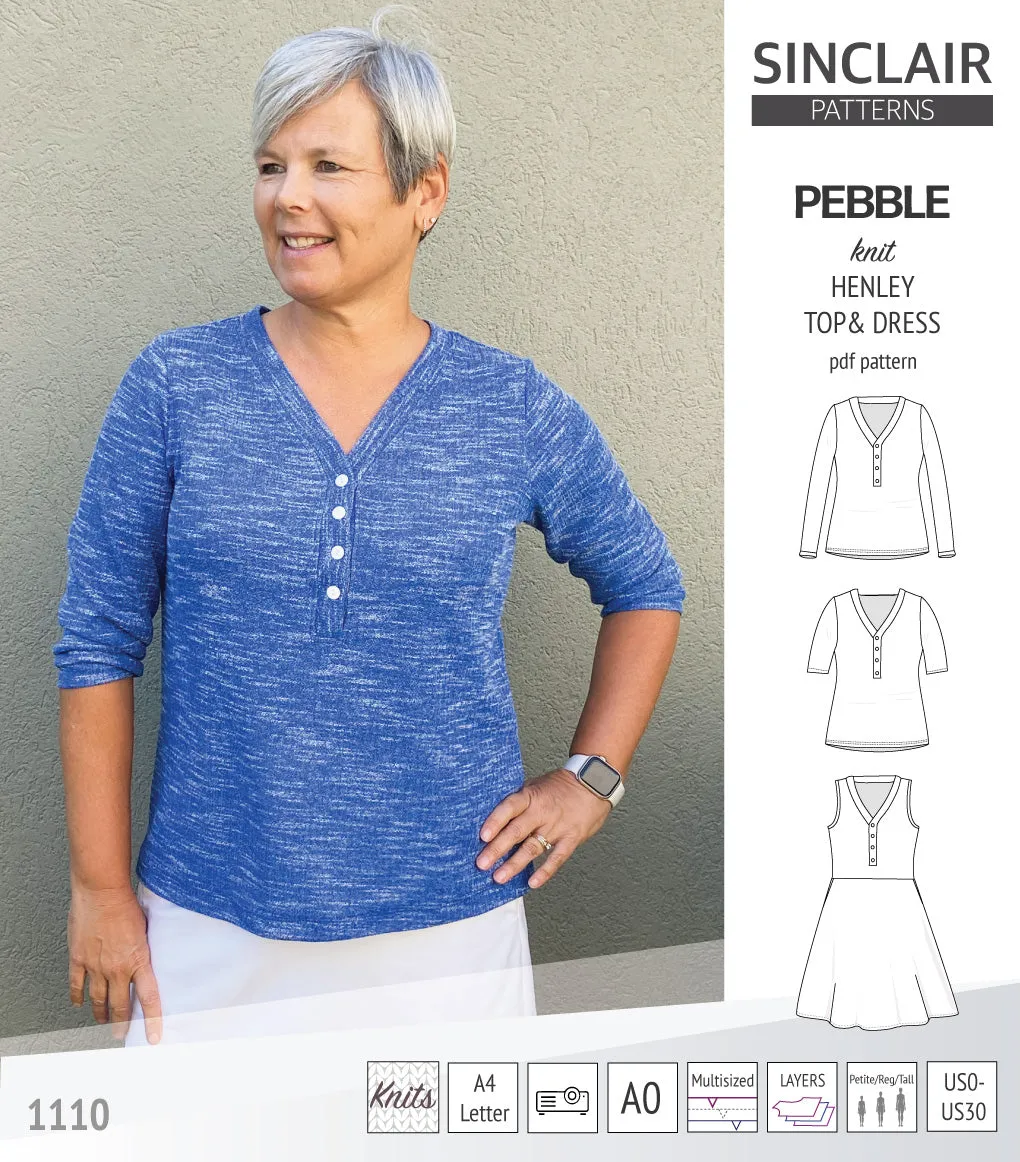 Pebble henley style top and dress (PDF)