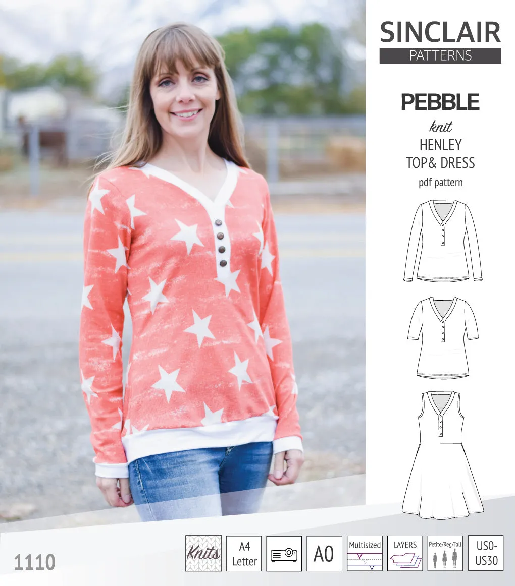 Pebble henley style top and dress (PDF)