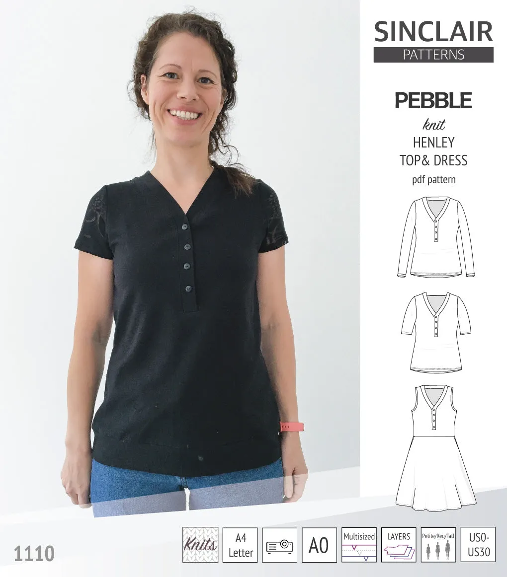 Pebble henley style top and dress (PDF)