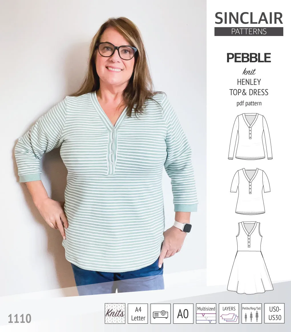 Pebble henley style top and dress (PDF)