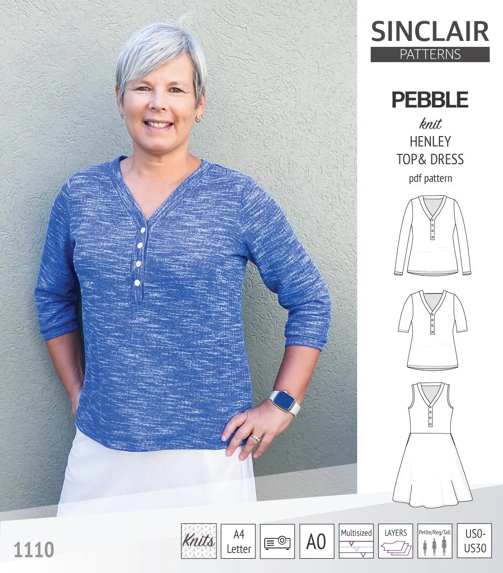 Pebble henley style top and dress (PDF)