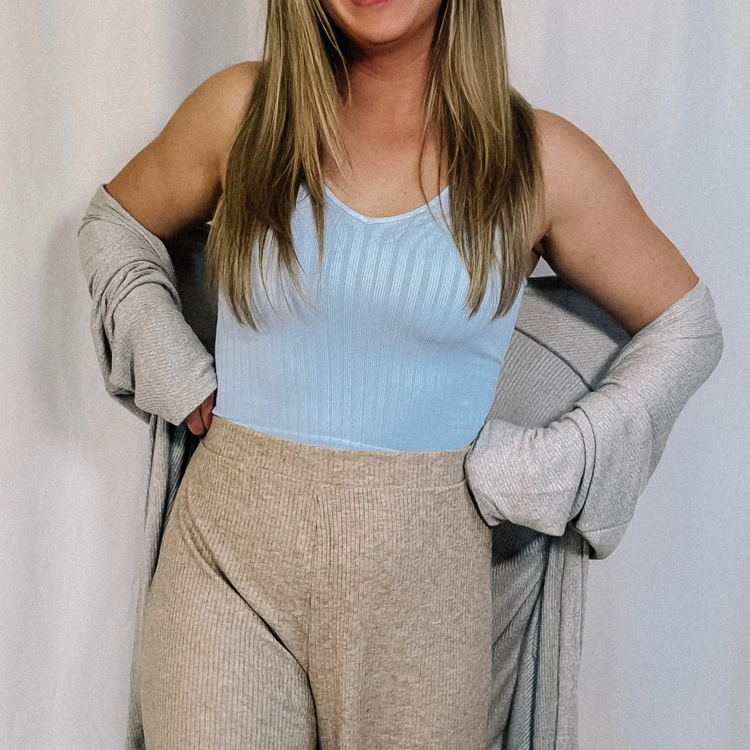 Perfect For Me Ribbed Tank - Light Blue