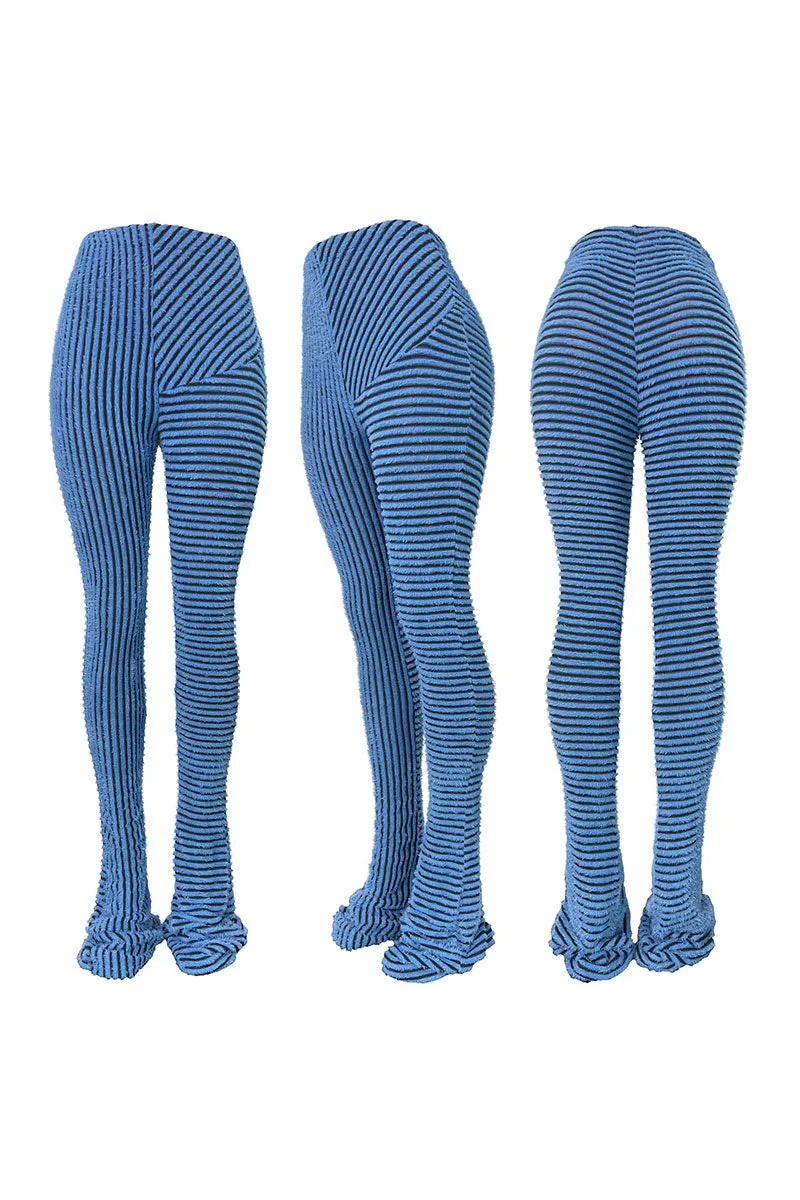 PH0481 Fluffy Stripes Stacked Pants