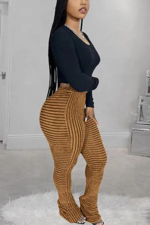 PH0481 Fluffy Stripes Stacked Pants