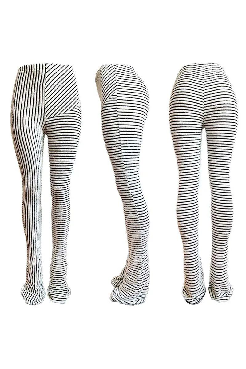 PH0481 Fluffy Stripes Stacked Pants