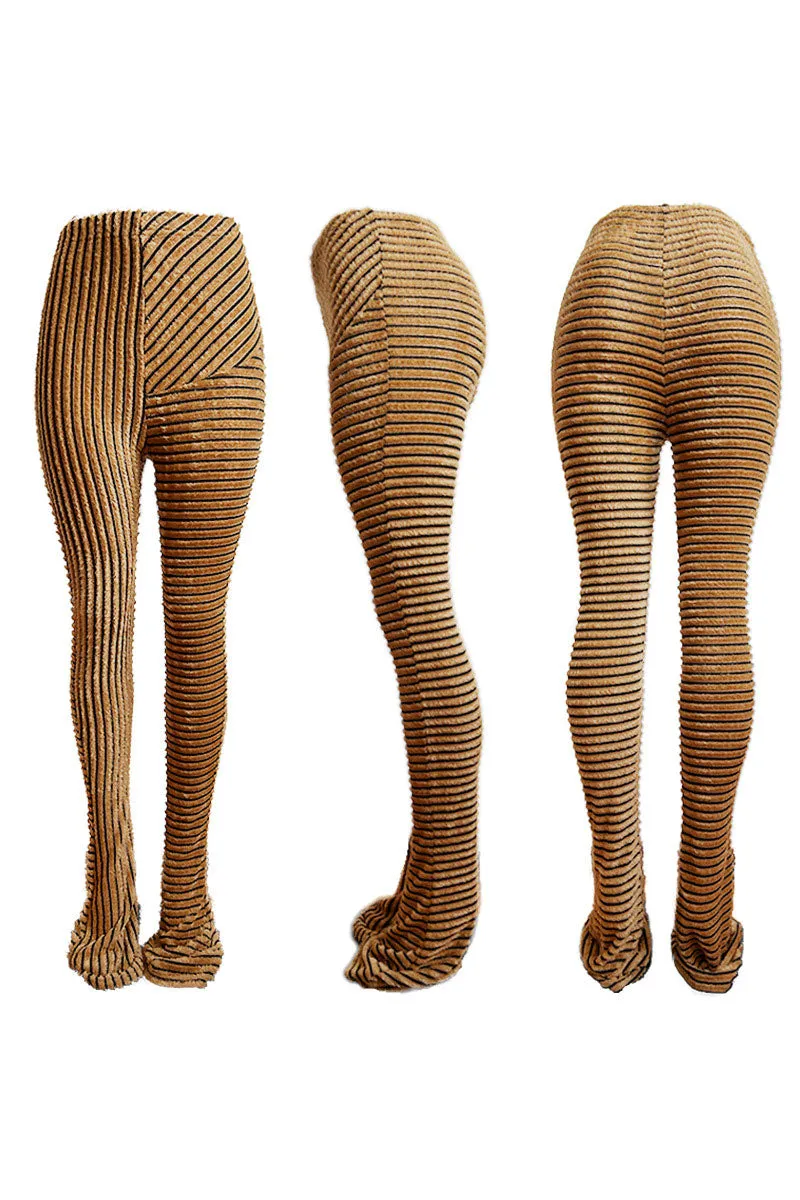 PH0481 Fluffy Stripes Stacked Pants