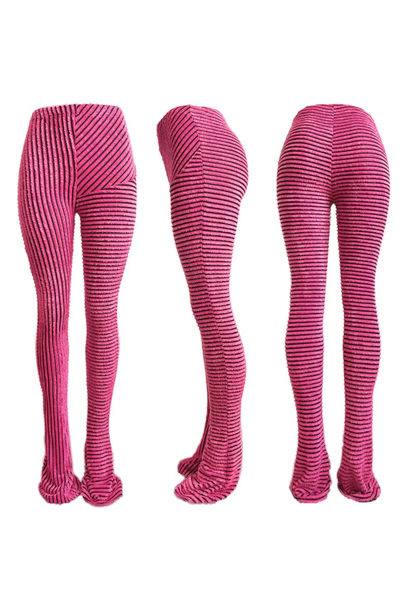 PH0481 Fluffy Stripes Stacked Pants