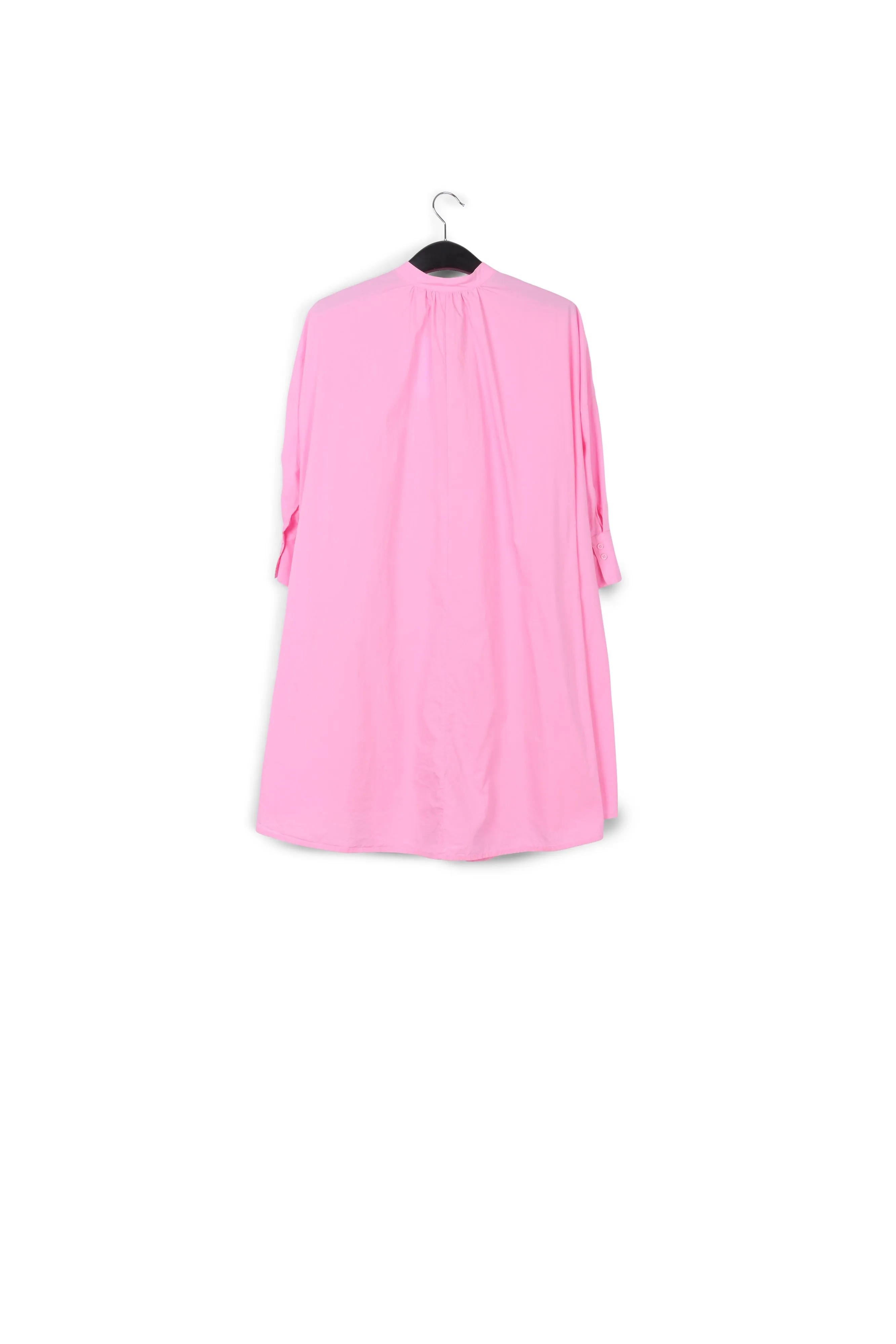 Pink cotton oversized knee-length shirt dress